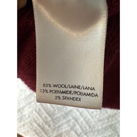 Ann Taylor 85% Wool Peplum Sweater Top Women’s M Burgundy V-Neck - Picture 6 of 6